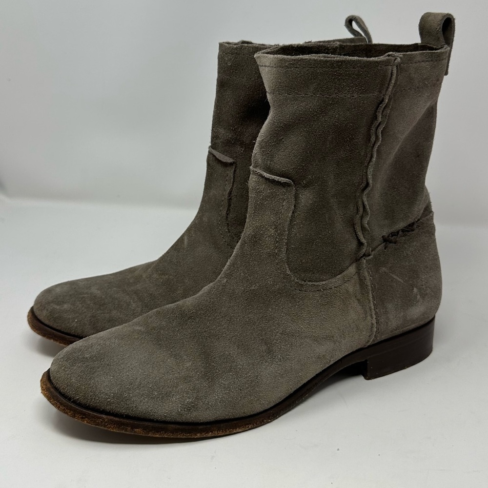 Frye Cara Short Ankle Boots In Smoke Gray Suede